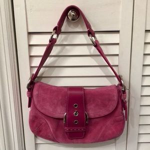 COACH PINK SUEDE SOHO FLAP BAG